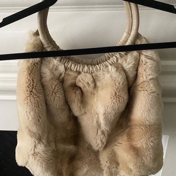 Chinchilla purse bag Paola by PDL brown fur beautiful leather handles furry - Picture 3 of 4